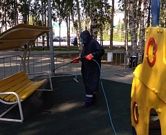 В окружной столице продолжаются мероприятия по дезинфекции 